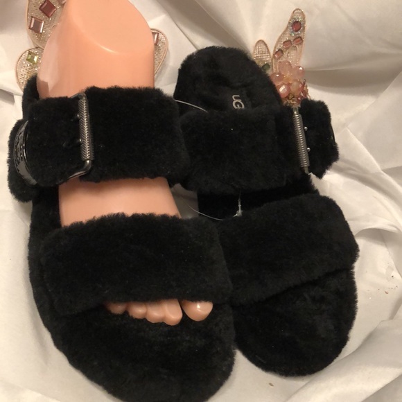 UGG FUZZ YEAH sheepskin Slippers  Slide Sandals 7 - Picture 2 of 4